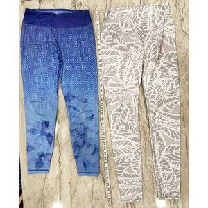 Alo and Prana: Yoga tights, tights. Size M, white & gray print and blue print